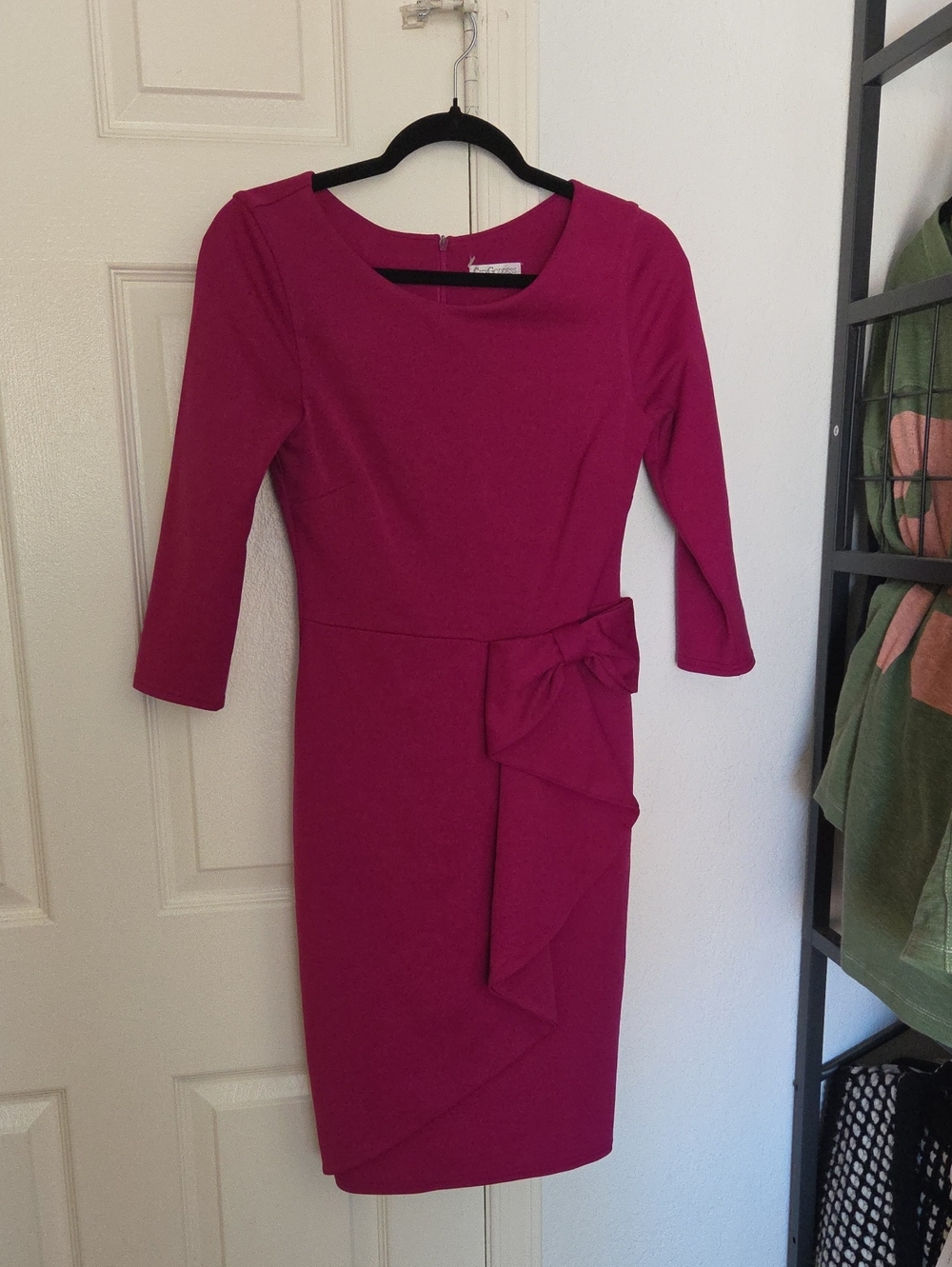 City Goddess London Fitted Pink Sheath Dress with Bow Detail US6